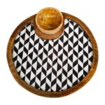 1 Bowl round wooden platter | Snacks and cheese serving platter