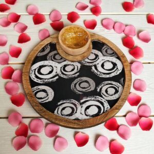 Mango wood snack serving platter with 1 bowl