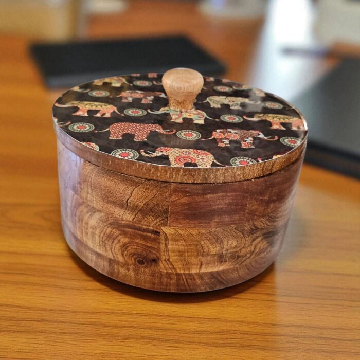 Wooden Roti Box - Mexican Tortilla holder - Elephant