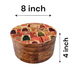 Dimensions of Wooden Roti Box - Mexican Tortilla holder - Jharoka