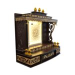 Led powered Om panel in the wooden home temple