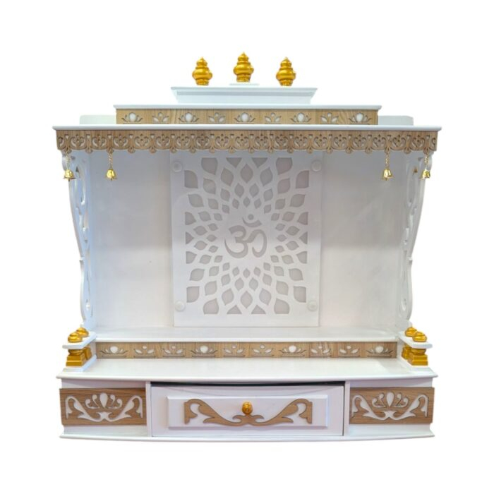 Front view of the mandir with laser cutting