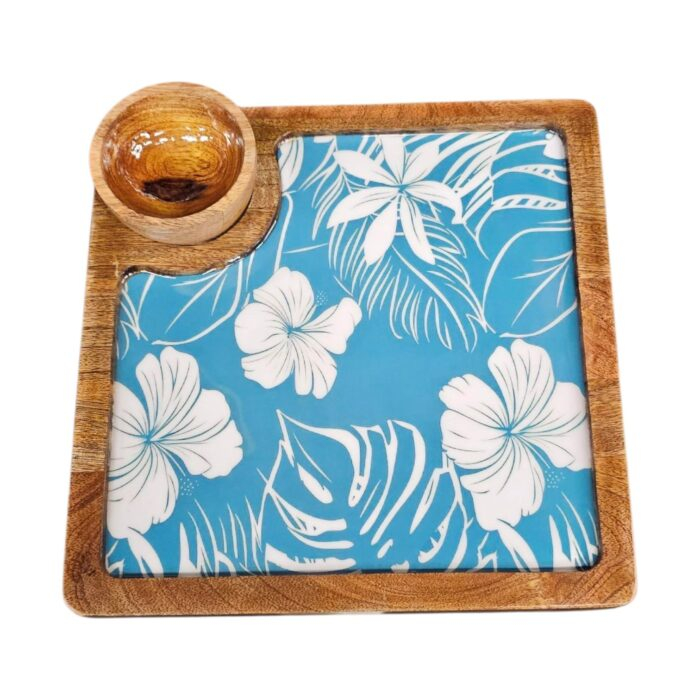Sturdy mango wood platter for serving cheese, chips and dips