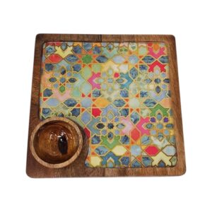 Wooden serving platter with bowl | Diwali Gift Idea |