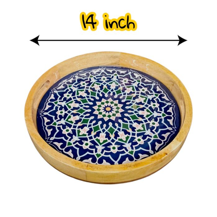 Dimensions of the Large serving tray | Made in India - High gloss mango wood tray