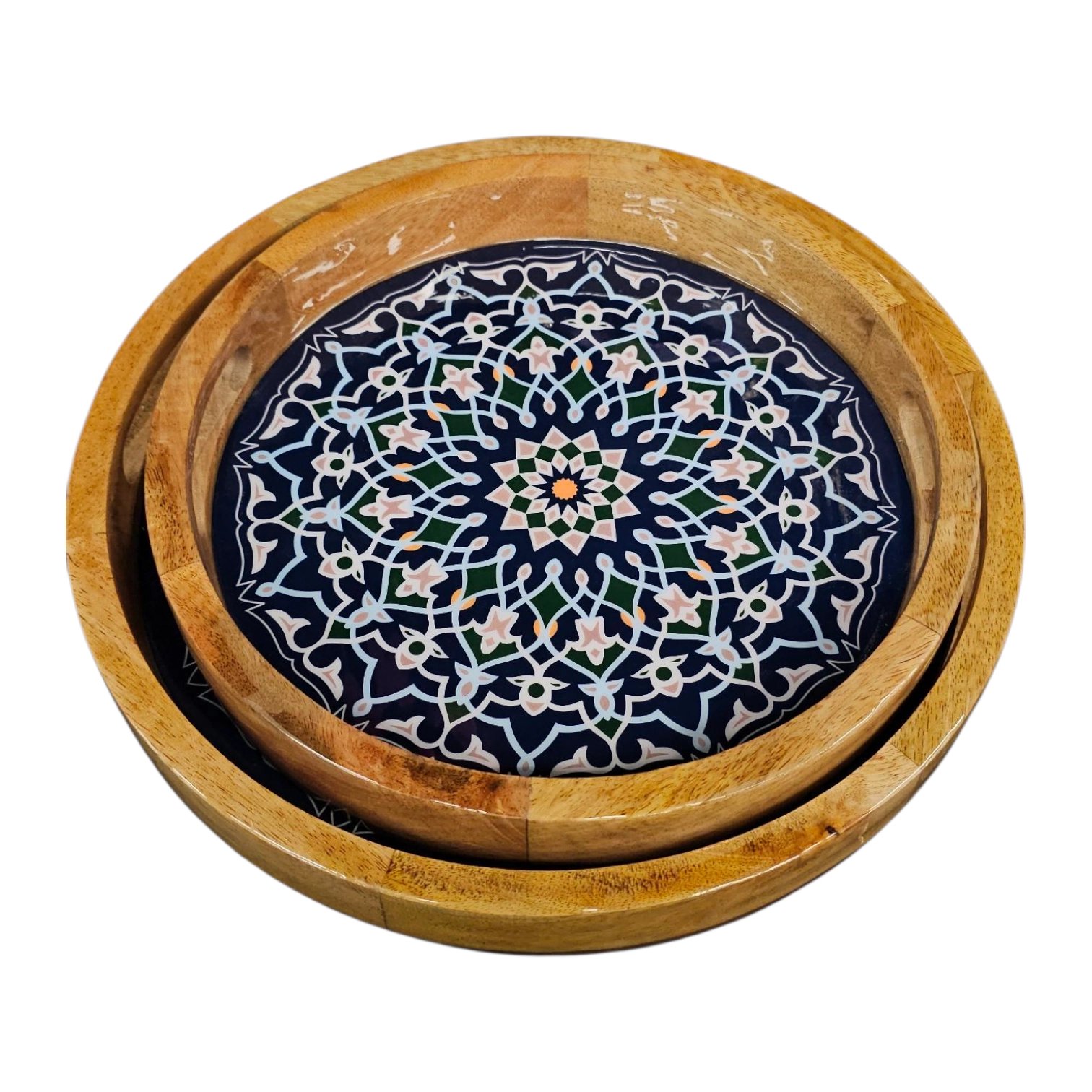 Perfect addition to your kitchen High gloss mango wood tray set of 2 | Serving tray set