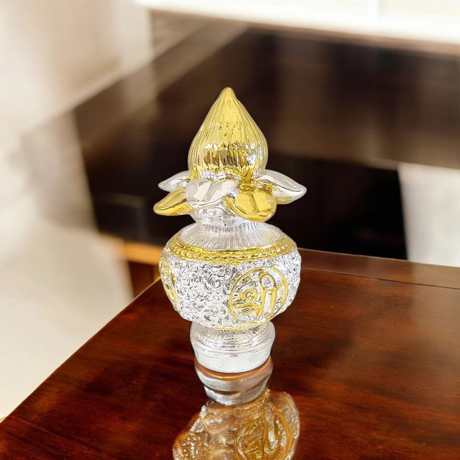 Auspicious Kalash - Gold and Silver Plated | Dual tone finish