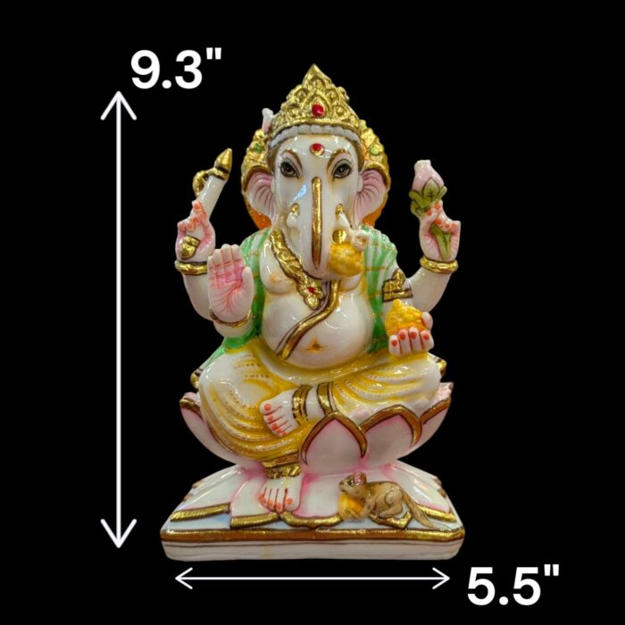 Ganesha Idol - 9.3 inch - White Gold finish | Composite Marble Murti - Image 5
