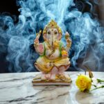 Ganesha Idol - 9.3 inch - White Gold finish | Composite Marble Murti