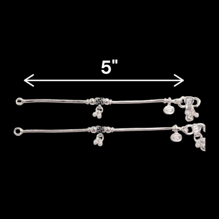 Pair of Pure Silver Anklet - 5 inch | Pure Silver Anklet for Baby - Image 3
