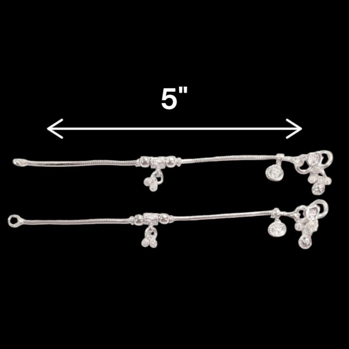 Dimensions of pure silver anklets for baby