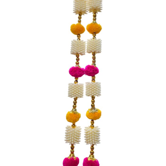 Close up of Pom Pom and rice flower string