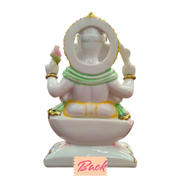 Ganesha Idol - 9.3 inch - White Gold finish | Composite Marble Murti - Image 6