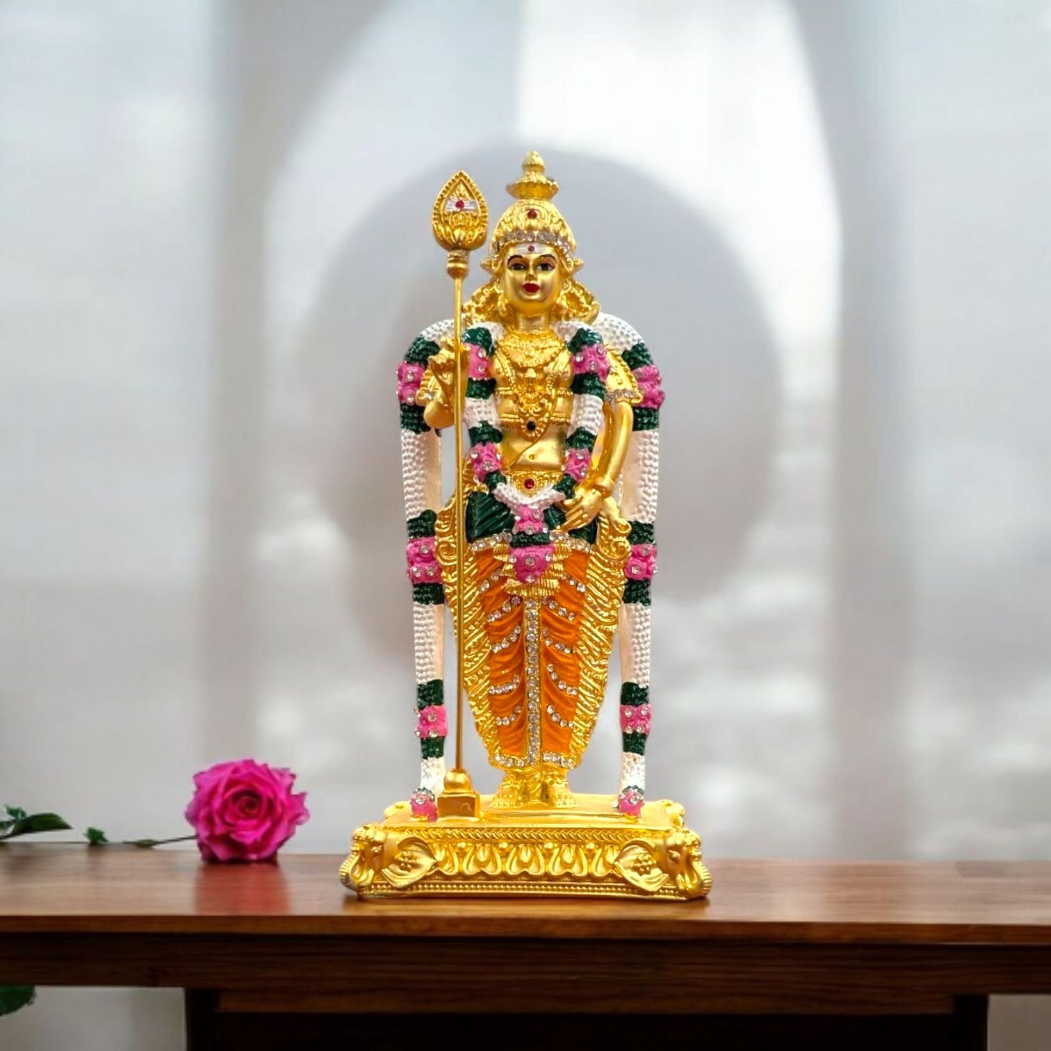 Gold plated Murugan Statue - Large - Golden matt Gold plated Murugan Statue - Large - Golden matt