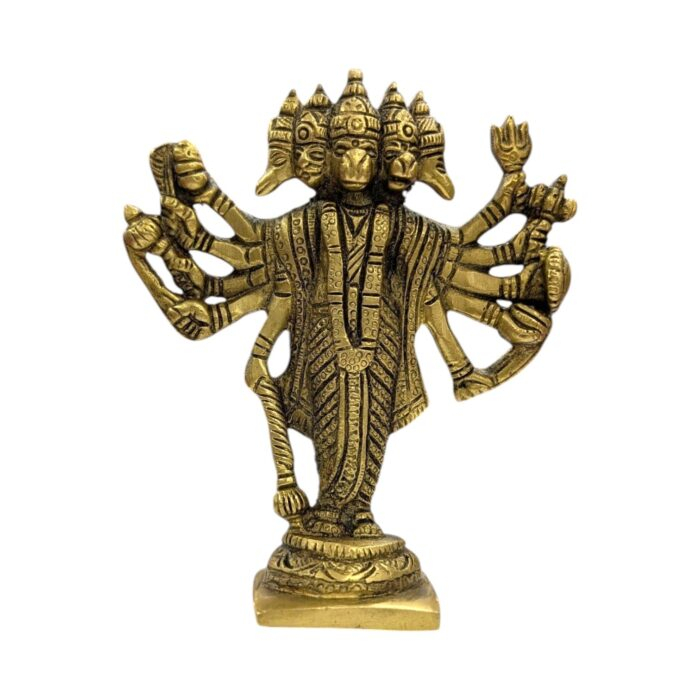 Brass Panchmukhi Hanuman Statue – 5 inch - Image 5