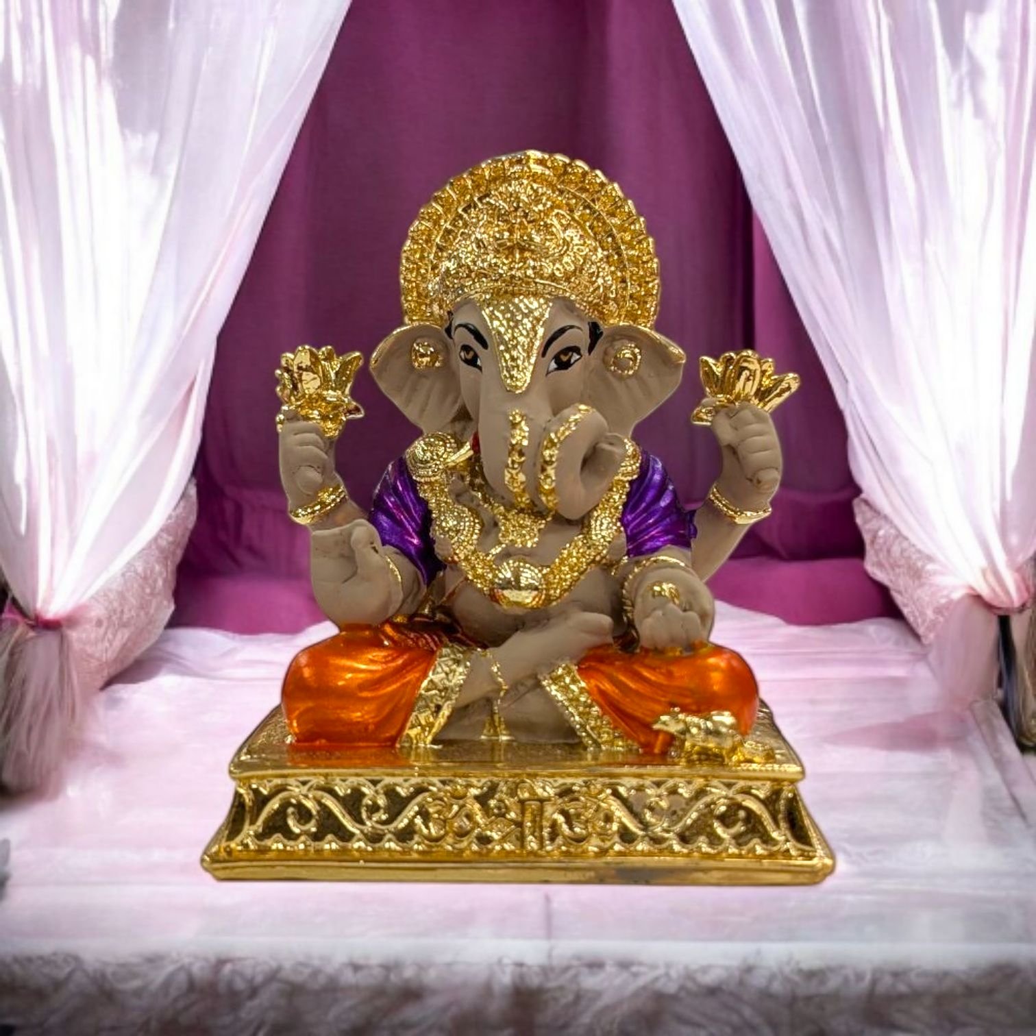 Dagdusheth Ganesha Idol - 3 Inches | Car Dashboard Idol