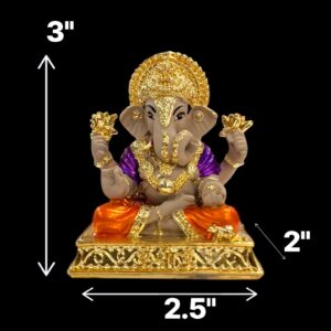 Dimensions of Dagdusheth Ganesha Idol - 3 Inches | Car Dashboard Idol