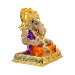 Side profile view of Gold plated Dagdusheth Ganesha Idol