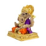Side profile view of Gold plated Dagdusheth Ganesha Idol