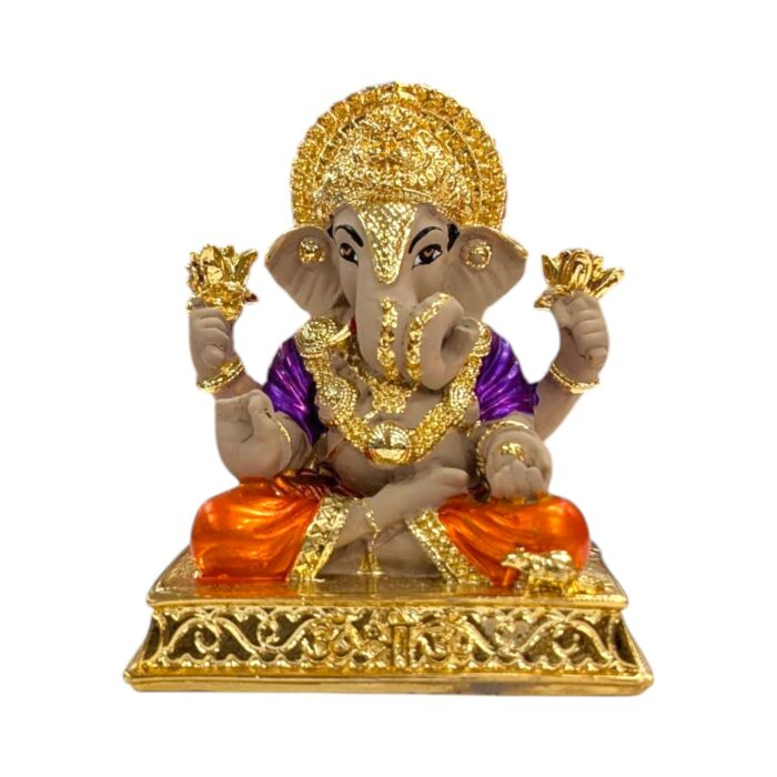 Close up of Gold plated Dagdusheth Ganesha Idol