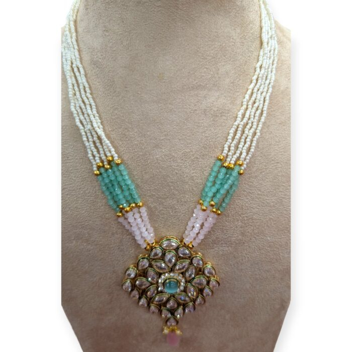 Close up of the Maharani haar with Crystal, Kundan and AD diamond work