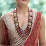 Maharani haar with earring | Semi Precious ethnic Indian jewelry - Necklace and Earring Set