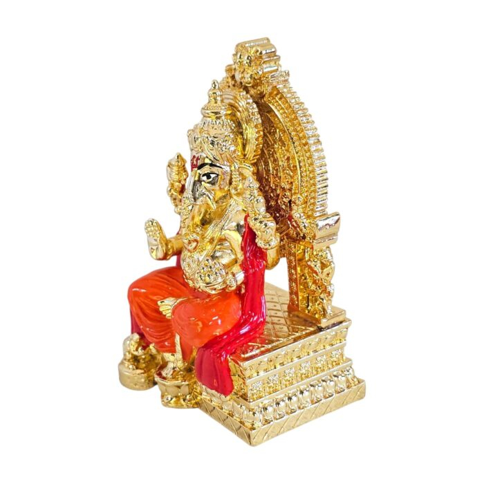 Side profile view of Ganesh Idol | Gold plated murti of Ganesh