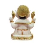 Back profile view of Large Ganesha Statue | White Gold finish
