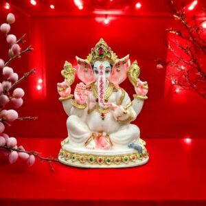 Large Ganesha Statue | White Gold finish