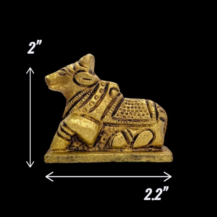 Brass Nandi Idol - 2 Inches | Nandi Statue for Home Temple - Image 2