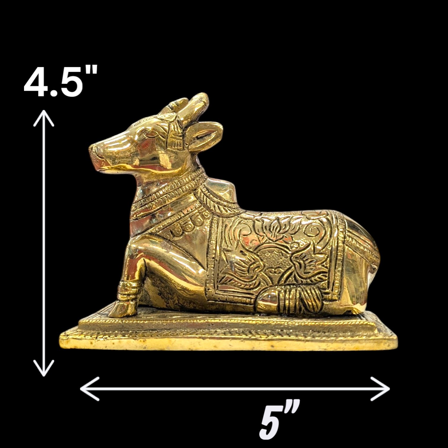 Dimensions of Brass Nandi Idol