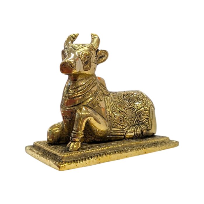 Side profile view of Nandi idol for home temple