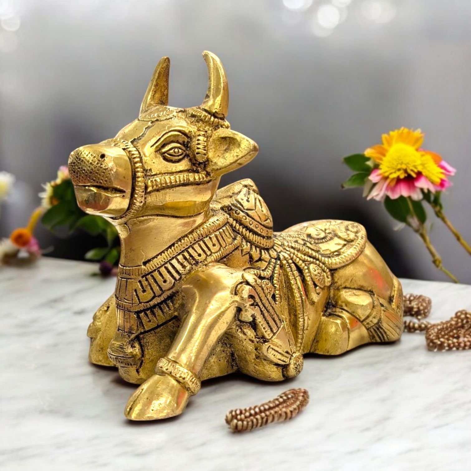 Brass Nandi Idol | Nandi Statue for Home Temple
