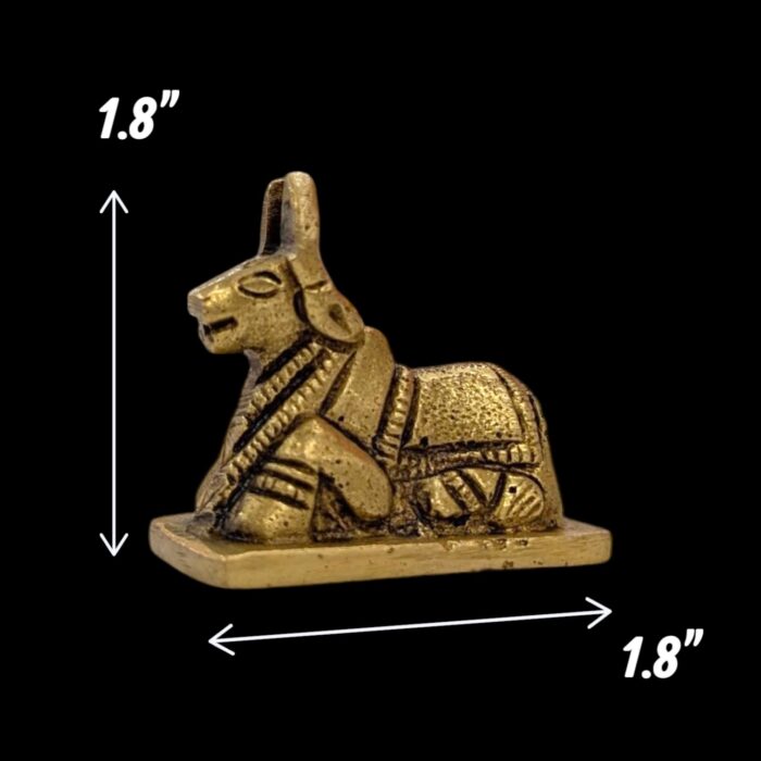 Brass Nandi Idol - 1.8 Inches | Nandi Statue for Home Temple - Image 2