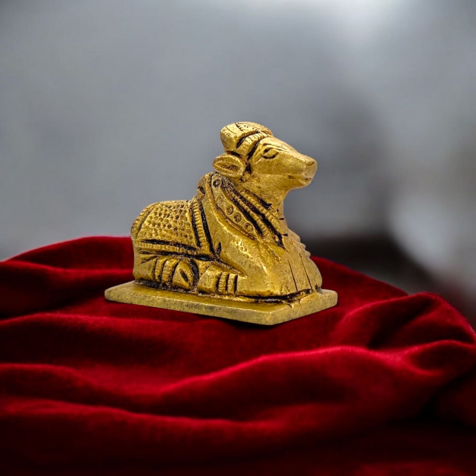 Brass Nandi Idol - 2 Inches | Nandi Statue for Home Temple