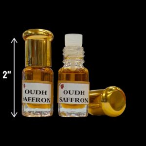 Small travel friendly bottles of Attar perfume oil with Oudh and Saffron mixture