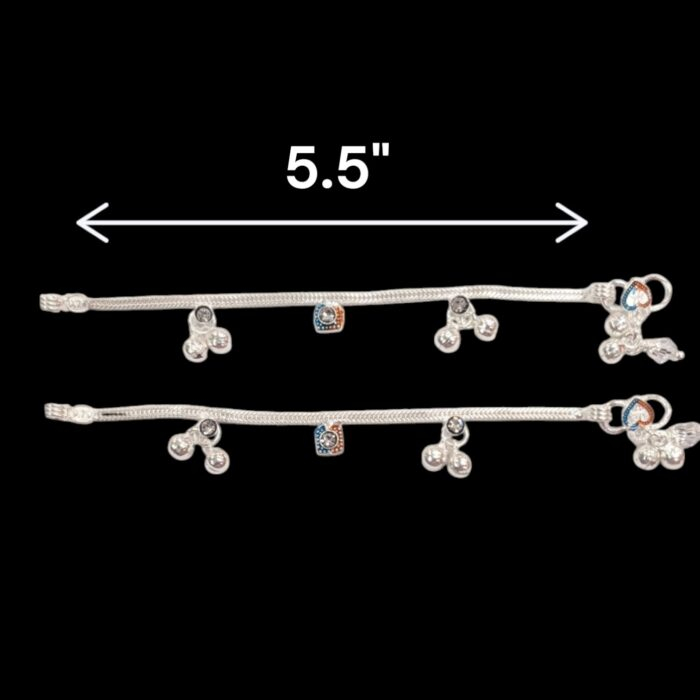 Dimensions of Pair of silver anklets for baby