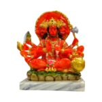 Close-up detail of the five faces on the Hanuman statue