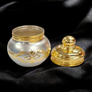 Silver Kumkum Box with 24K Gold Plating | Chandi Ki dabbi - 2 inches