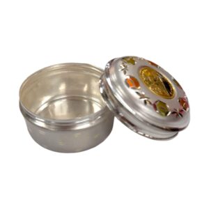 Small silver kumkum container