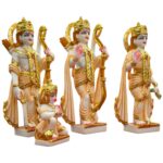 Side profile view of Ram Darbar Idol set | Composite Marble Statue