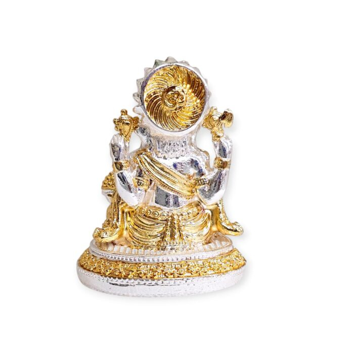 Back side close up of Ganesha Idol with pure Silver and Gold Plating