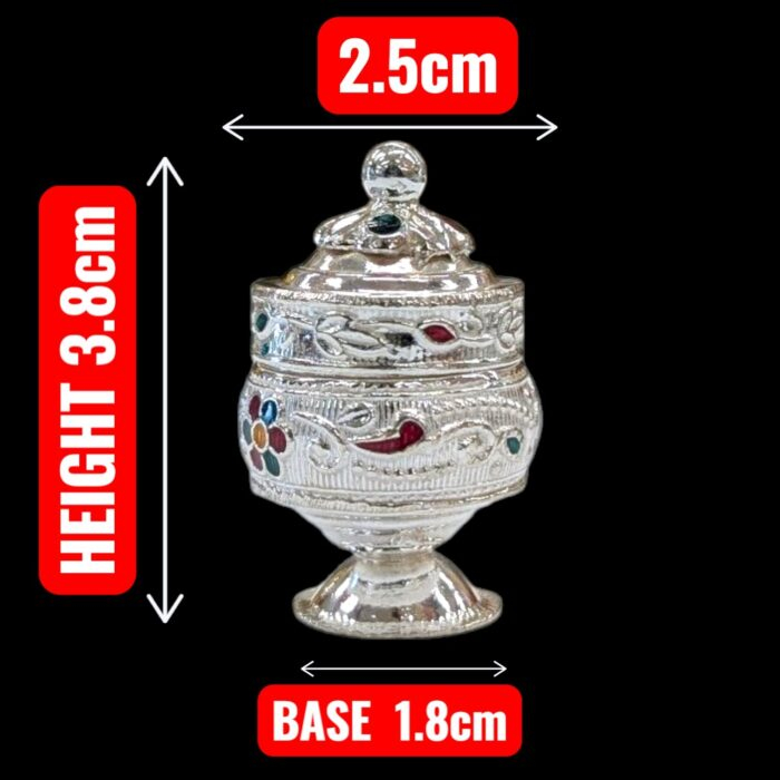 Dimensions of pure silver kumkum container box