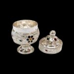 Silver kumkum container with lid