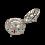 Silver kumkum container with lid