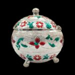 Side view silver kumkum container box