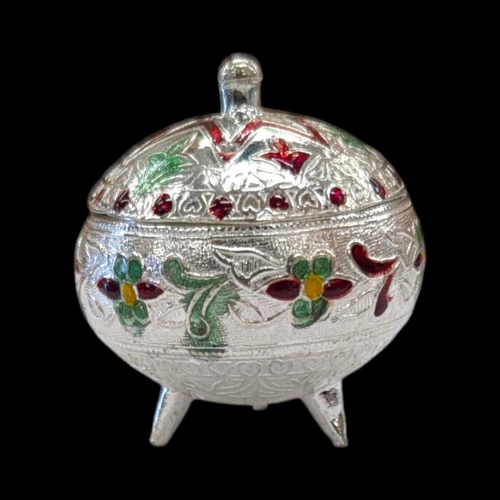 Large Pure silver kumkum container | 925 sterling silver