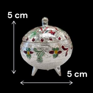 Dimensions of pure silver kumkum container | Silver trinket box