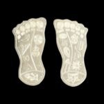 Close up of Pure Silver Lakshmi Charan Paduka | Chandi ki Lakshmi feet