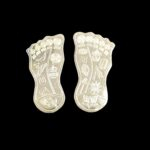 Close up of Pure Silver Lakshmi Charan Paduka | Chandi ki Lakshmi Charan